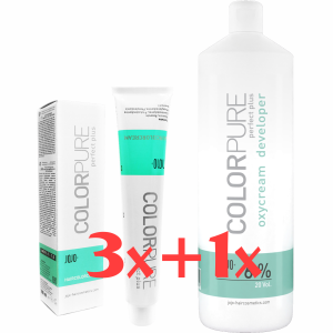 Jojo - ColorPure Cremehaarfarbe + OxyCream Developer - 3x 100 ml + 1x 1000 ml