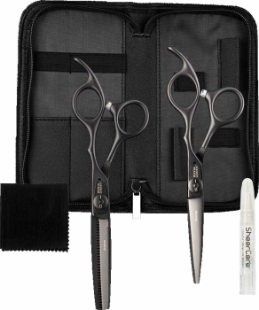 Olivia Garden Xtreme Matt Black Edition - Set of 2 Scissors