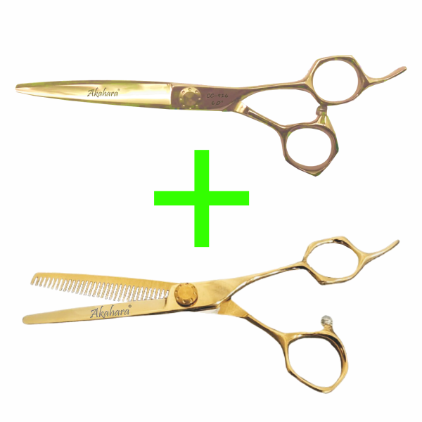 Akahara Gold Serie - Haarschneideschere + Modellierschere - 5,5" / 6,0"