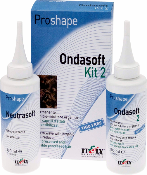 Itely ProShape Ondasoft Kit 2 - Perm Lotion & Fixer for Sensitive and Chemically Treated Hair - 100 ml + 120 ml