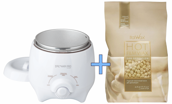 Sibel - Épil’Hair pro - Mini wax heater + ItalWax Hot Film Wax - White Chocolate - Epilation Wax (1000 g)