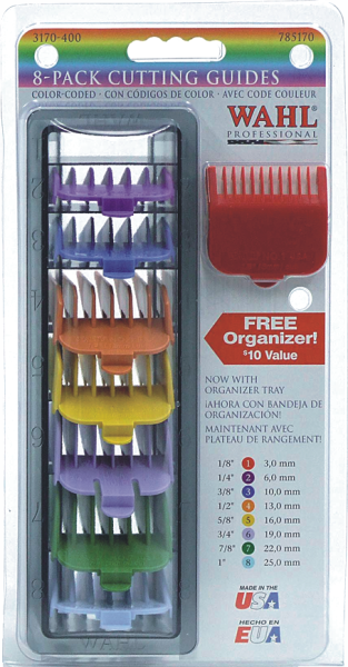 Wahl 8 farbige Aufsteckkämme Set - Colored Clipper Cutting Guides - #1-8 (3, 6, 10, 13, 16, 19, 22, 25 mm)