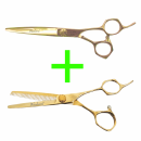 Akahara Gold Serie - Haarschneideschere + Modellierschere - 5,5
